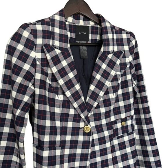 Smythe Duchess Checked Blazer Elbow Patch  Women Size 2 - Picture 3 of 7